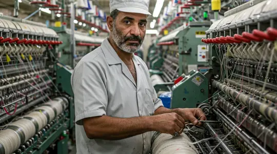 عمال تشغيل ماكينات اعداد الالياف وغزل ولف الخيوط.JPG